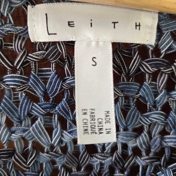 Leith Womens Open Knit Fuzzy Striped Crochet Sweater S Fairy Grunge Indie Boho - Picture 7 of 11